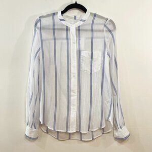New ALC 100% Cotton Gauze Striped Shirt Blue White 2 $308